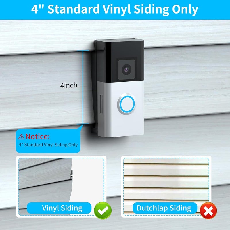 Mamerry Doorbell Vinyl Siding Mount Compatible with Video Doorbell for Corner Mounting Wedge Kit (4" Standard Vinyl Siding Only) - Image 3